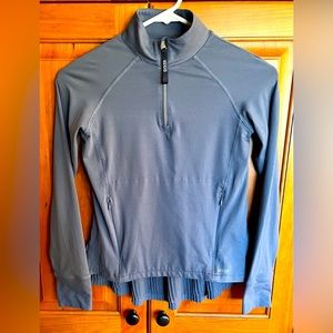 Dover Saddlery Girl’s Medium Long Sleeve Shirt, Half Zip, Slate Blue, Excellent!